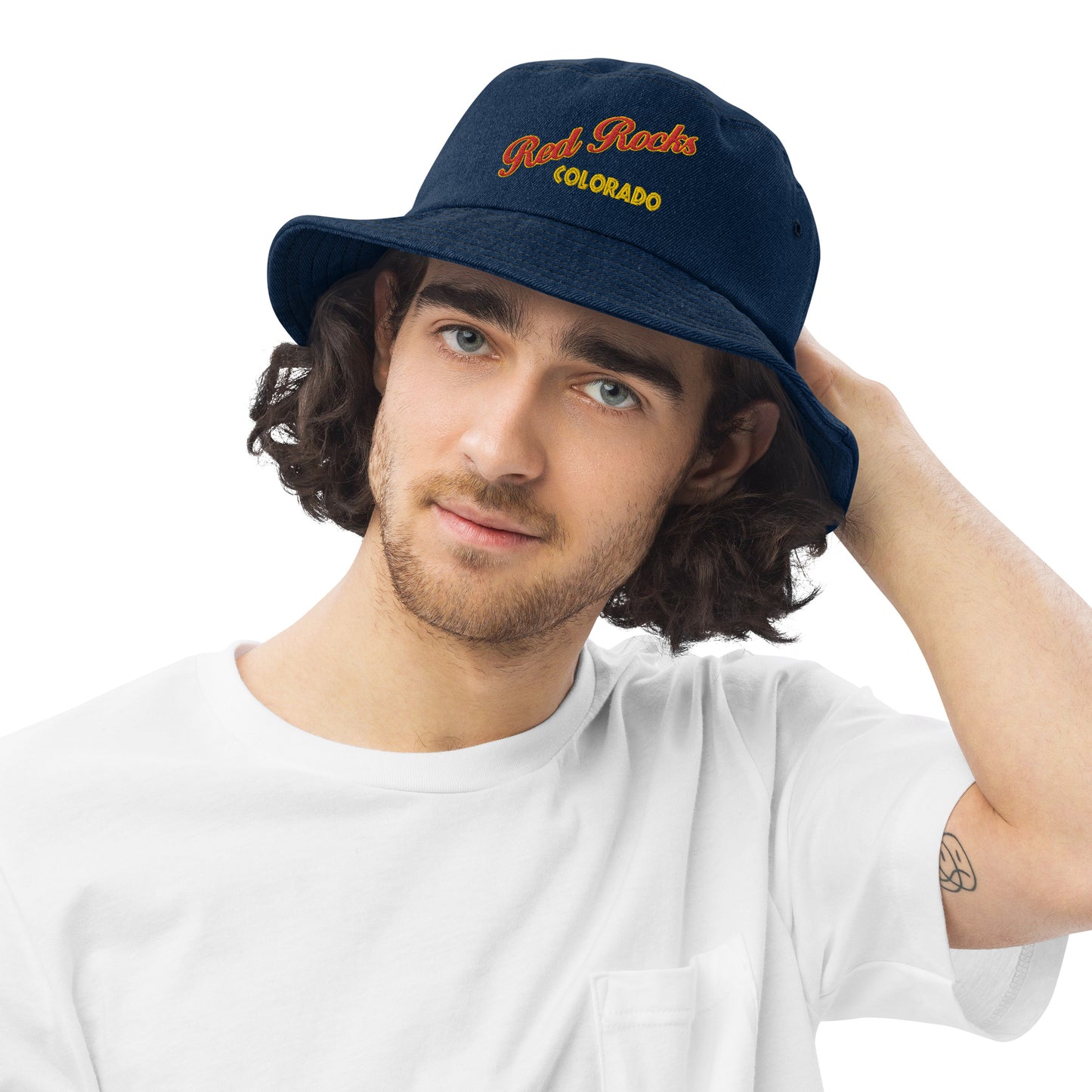 Red Rocks Colorado Denim bucket hat
