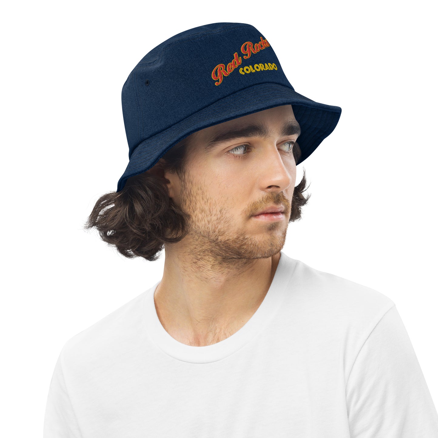 Red Rocks Colorado Denim bucket hat