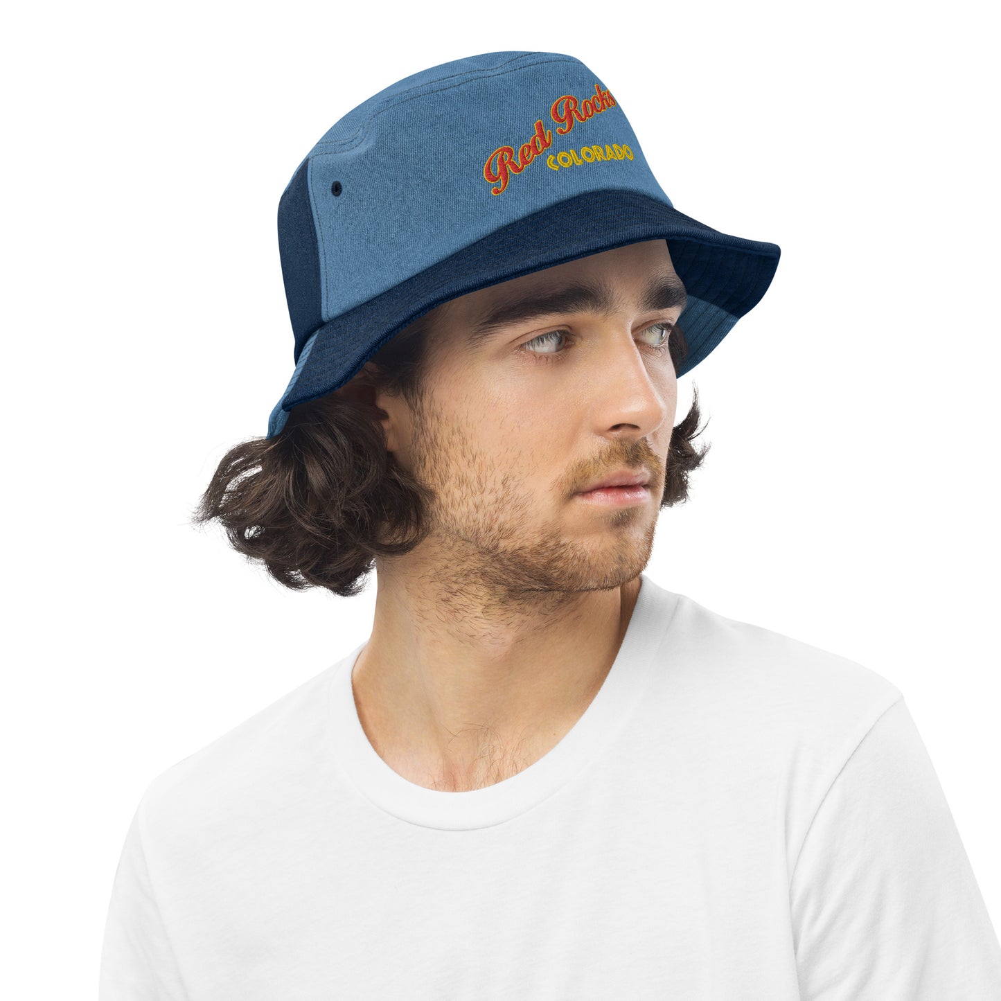 Red Rocks Colorado Denim bucket hat