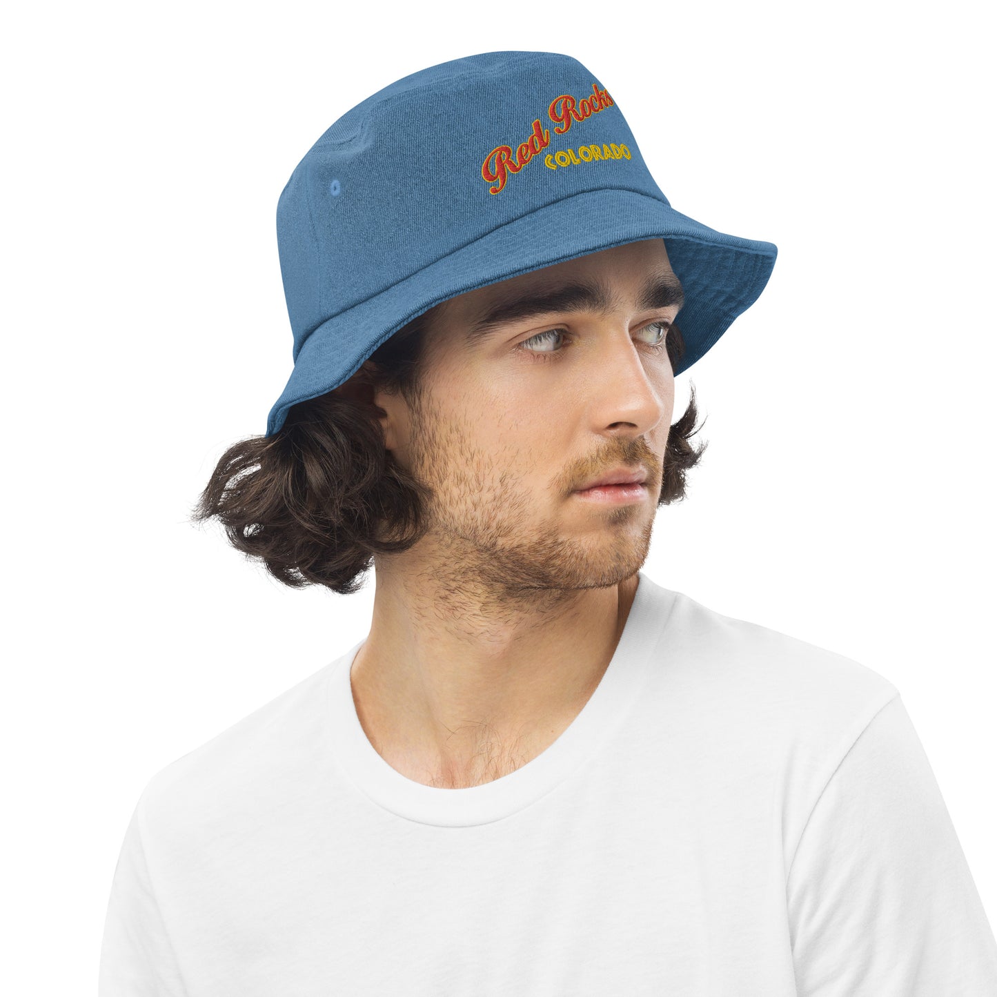 Red Rocks Colorado Denim bucket hat